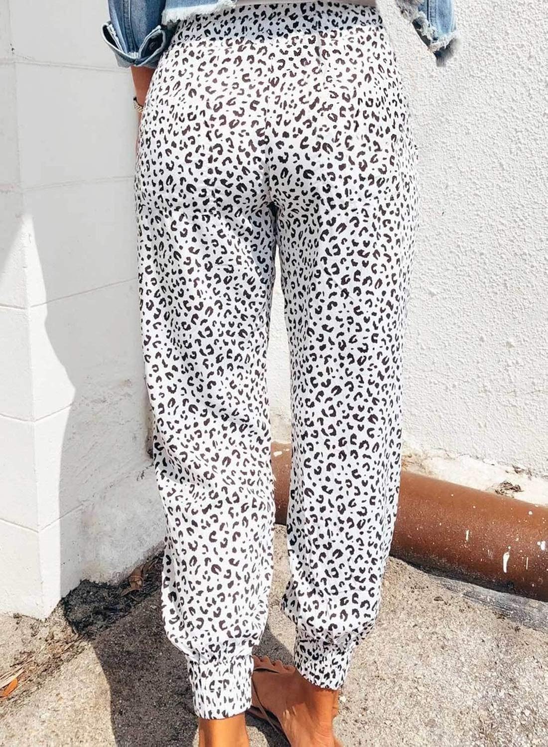 ROSKIKI Women's Summer Drawstring Elastic Waist Casual Solid Comfy Joggers Pants with Pockets: Clothing