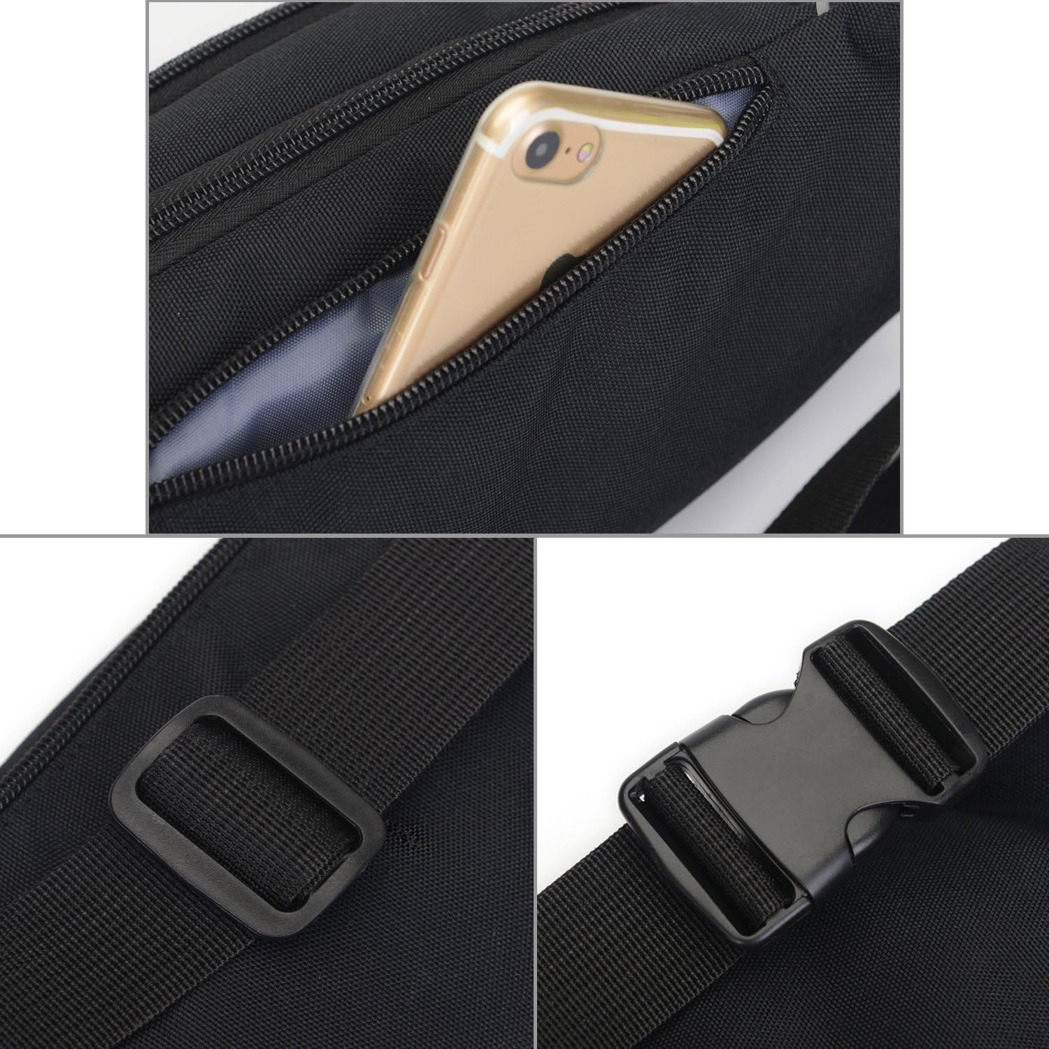 Waterproof Bum Bag Waist Fanny Packs Travel Hiking Outdoor Sport Money Hip Bag Pouch Pack Holiday Running Belt (BlackⅠ) - Image 4