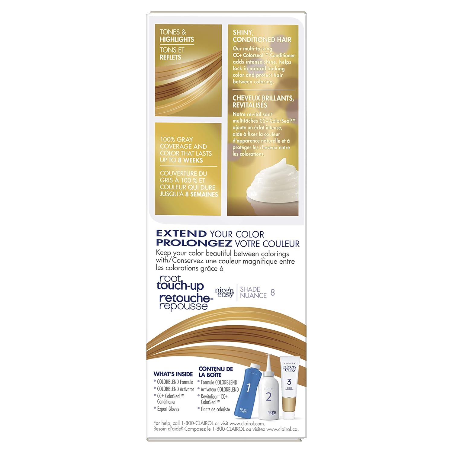 Clairol Nice'n Easy Original Permanent Hair Color, 8 Medium Blonde, 3 Count : Chemical Hair Dyes : Beauty