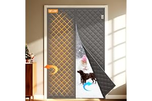 Yotache Magnetic Thermal Insulated Door Curtain Fits 48 x 96 inch Doors, Curtain Size 50" x 98" Weatherproof Oxford Material Screen Door Covers Keep Cold Drafts Out, Gray