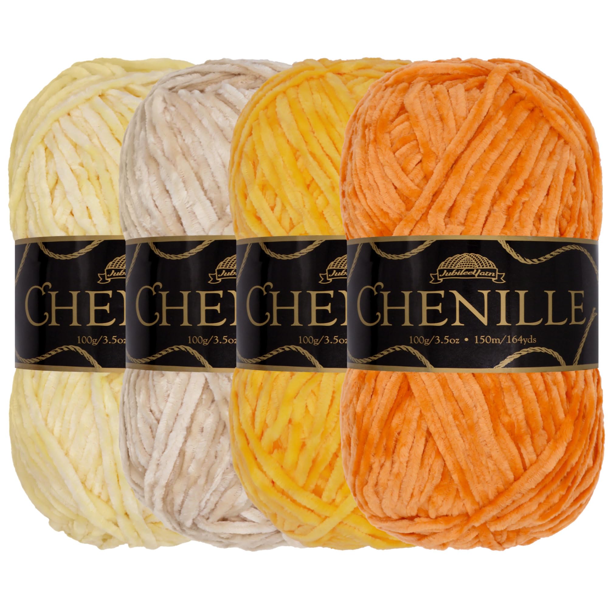 JubileeYarn Chenille Yarn - Worsted Weight - 100g/Skein - Shades of Yellow - 4 Skeins — image 1