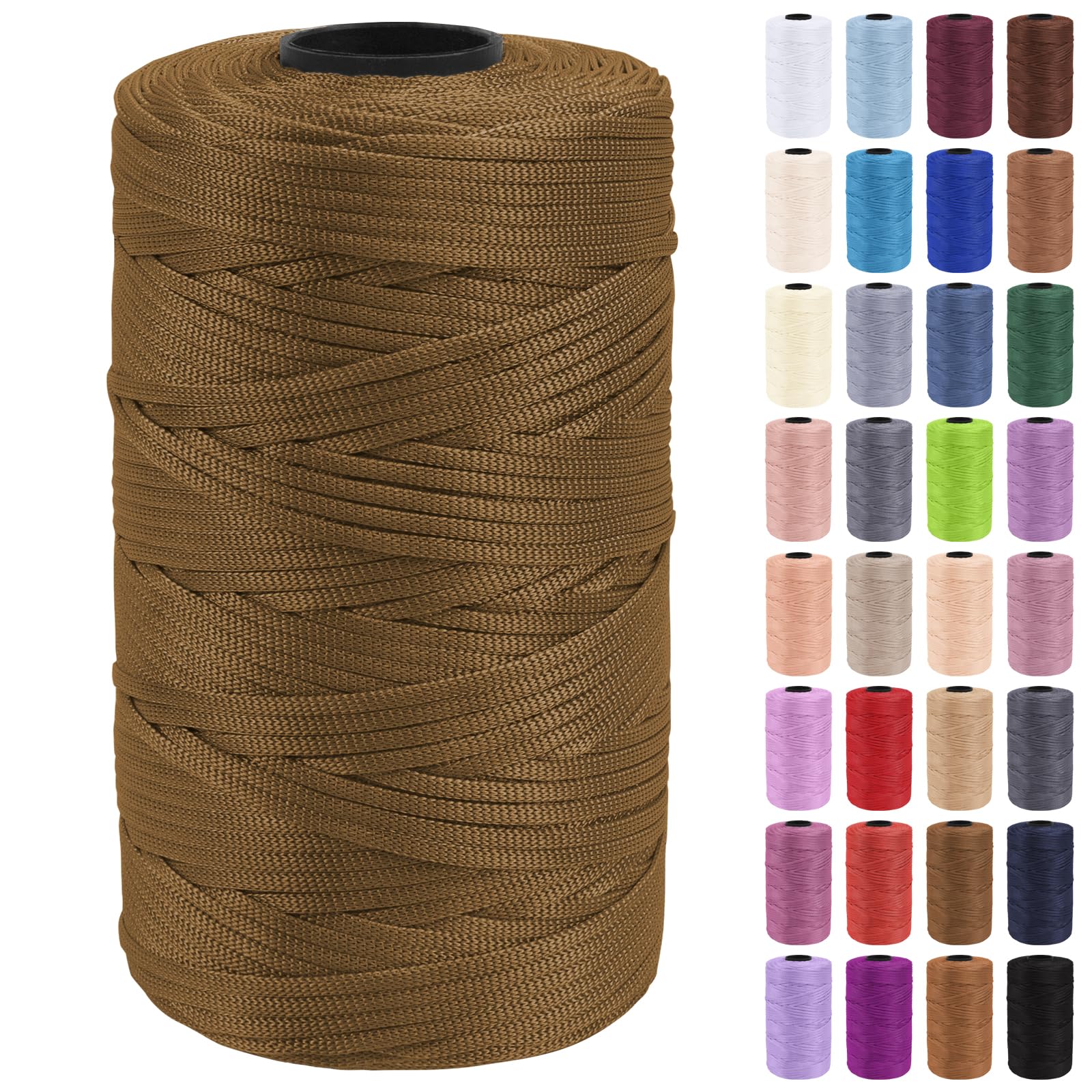 Uiopa Macrame Cord 3mm x 200m Polypropylene Flat Macrame String Crochet Yarn for Handbags, Shopping Bags, Sun Hats, Shoes, Carpets, DIY Crafts, Decorative Projects