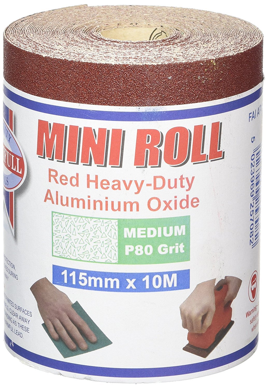 Faithfull FAIAR1080R Aluminium Oxide Paper Roll - Red Heavy Duty 115mm x 10m 80G