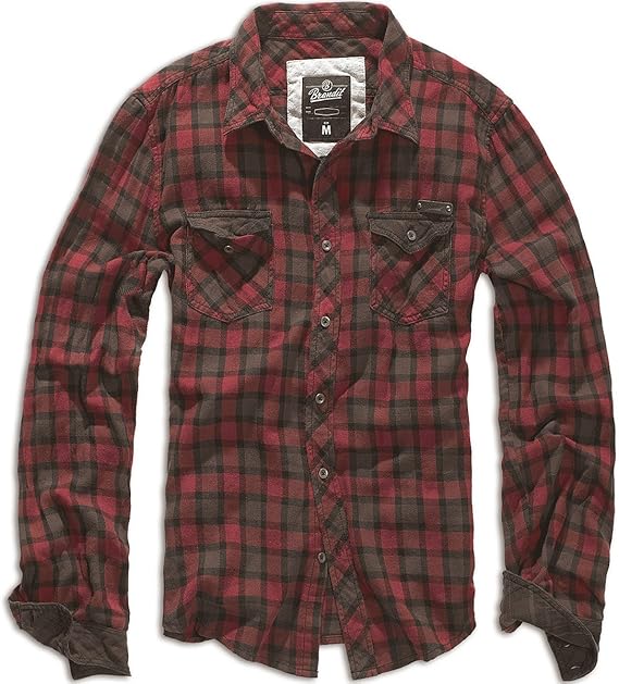 Amazon Branditメンズcheckshirt Duncanレッド ブラウン アウトドア シャツ 通販