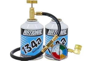 ZeroR® R134a AC Recharge Kit | 24" HD Can Tap & Gauge | R-134a Refrigerant for MVAC use in a 12oz Self-Sealing Container | 2 Cans - 24oz