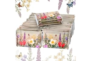 Geyee 50 Packs Facial Tissue Travel Packs Disposable Pocket Tissues for Wedding Guest Travel School Purse Home Supplies, 500 Sheets 3 Ply(Retro Flower)