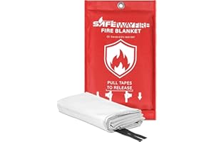 Safewayfire Emergency Fire Blanket, Fire Safety Blanket for Kitchen, Fiberglass Fire Retardant Blankets, Fireproof Blankets for Home, School, Fireplace, Grill, Car, Office, Warehouse (39.4" x 39.4")