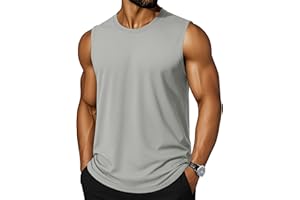 Cotrasen Men's Tank Top UPF 50+ Cotton Sleeveless Shirt Lightweight Casual Gym Workout Shirts Cooling Muscle Tee Shirt