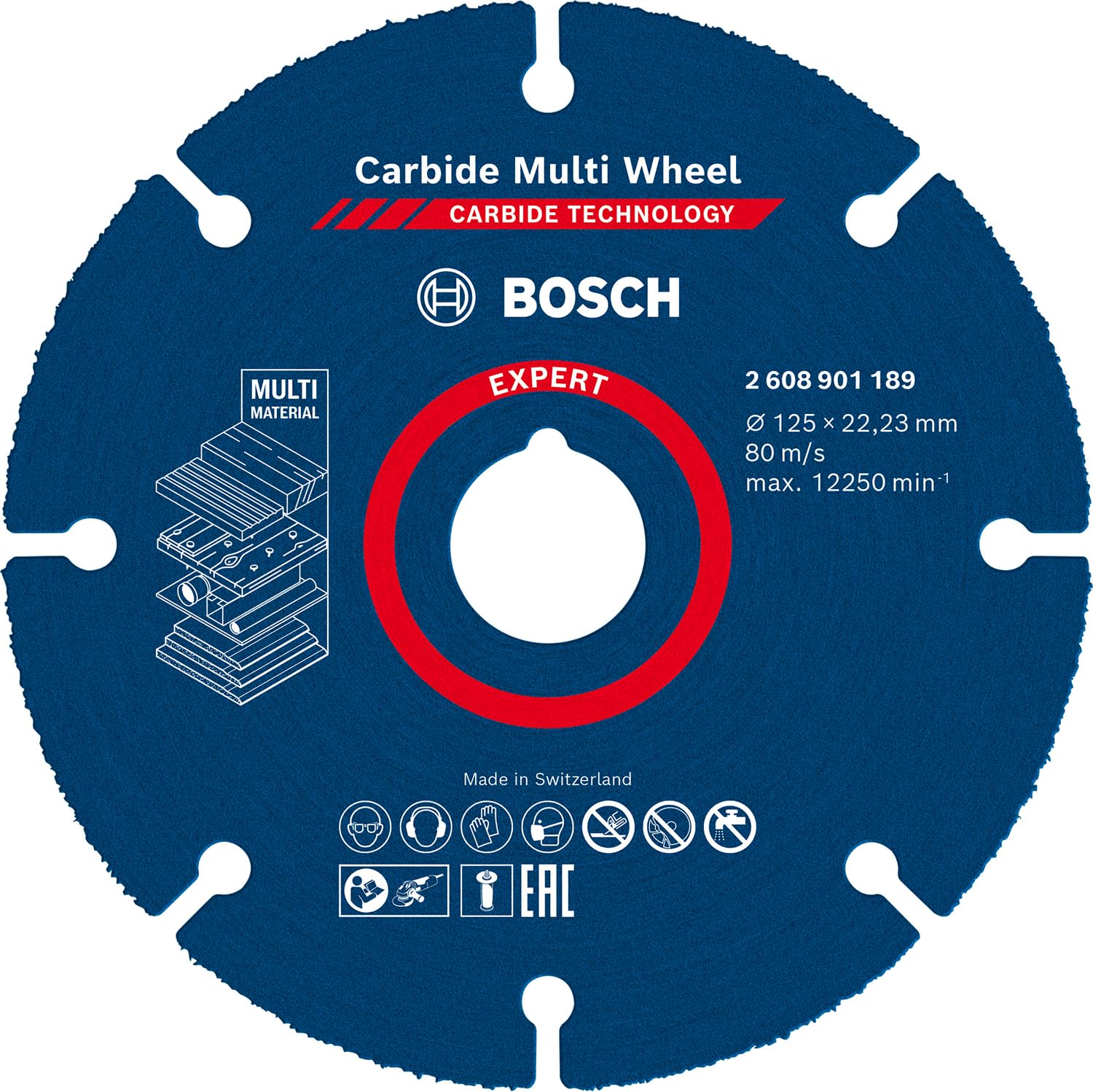 Bosch 1x EXPERT Carbide Multi Wheel Cutting Disc for Small Angle Grinders (for Hardwood, Wood with nails, Ø 125 mm, Professional Accessory Small Angle Grinder)