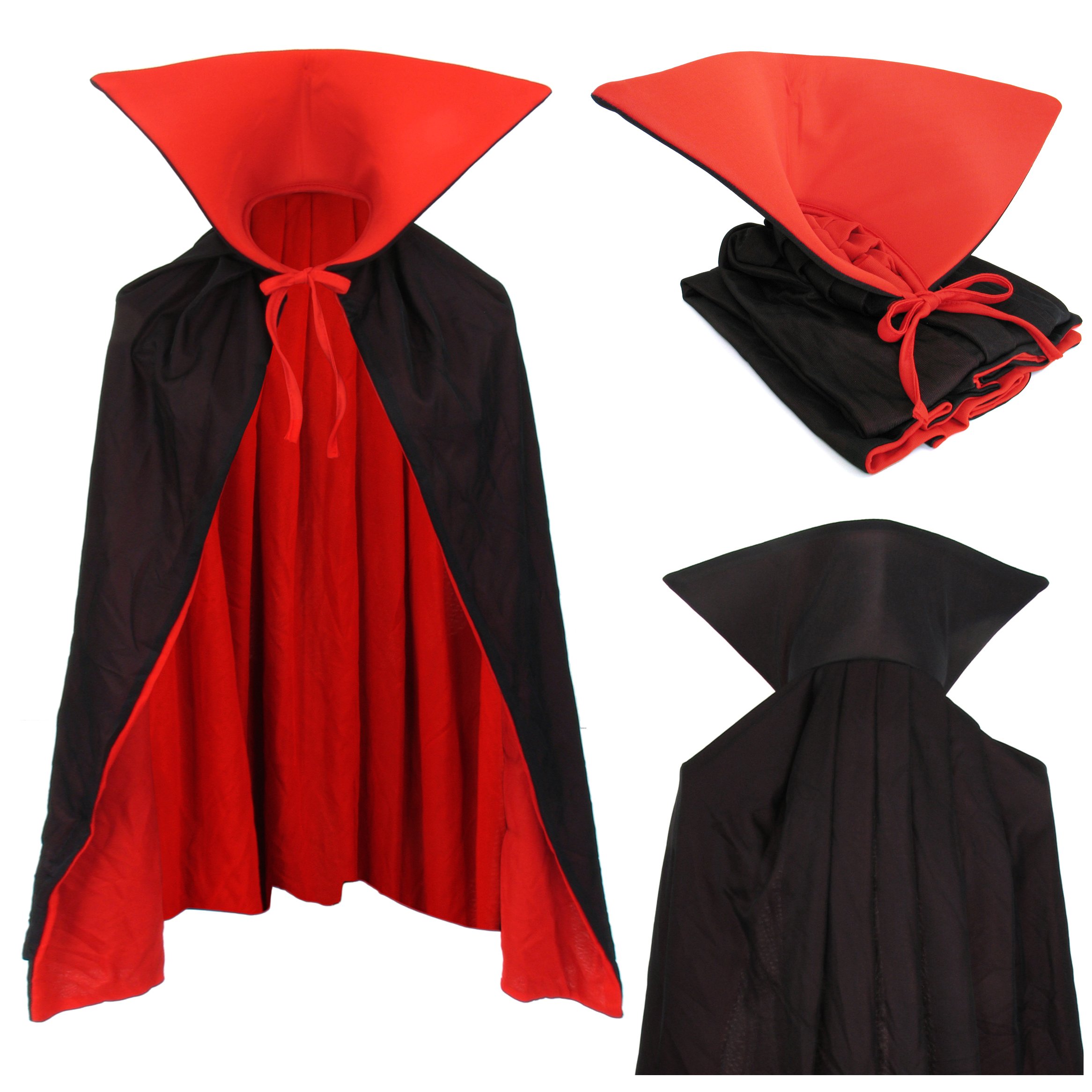papapanda Vampire Cloak Cape Stand Collar Kids Black Red