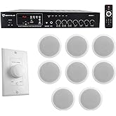Rockville Commercial Audio Bundle: RCS80-1 60W 70V Bluetooth Amplifier, (8) CCL6T White 6" Ceiling Speakers, VOL70100 100W Wall Volume Control, 10-Items