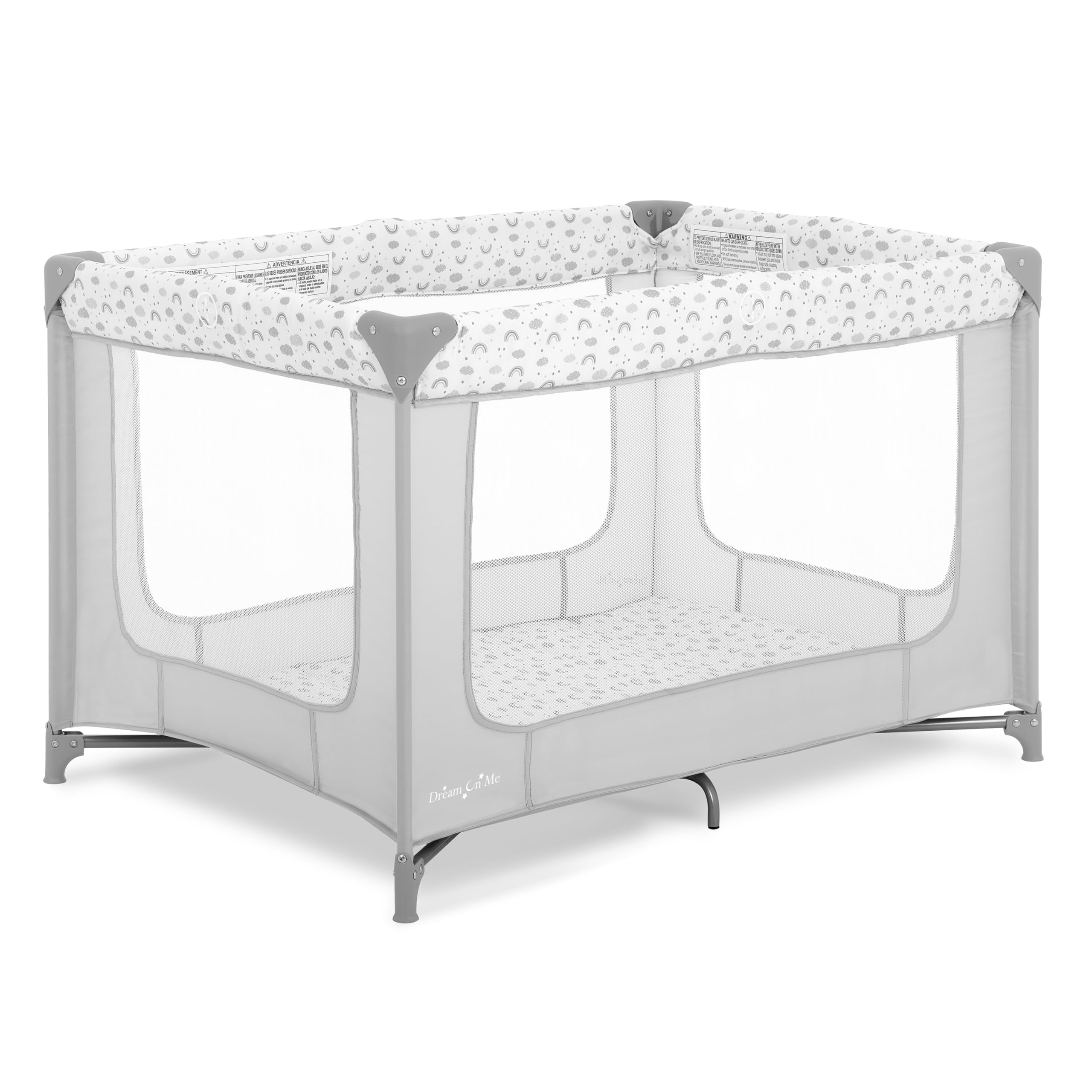 Photo 1 of Dream On Me Zodiak Portable Playard in Cool Gray, Lightweight, Packable and Easy Setup Baby Playard, Breathable Mesh Sides and Soft Fabric - Comes with a Removable Padded Mat