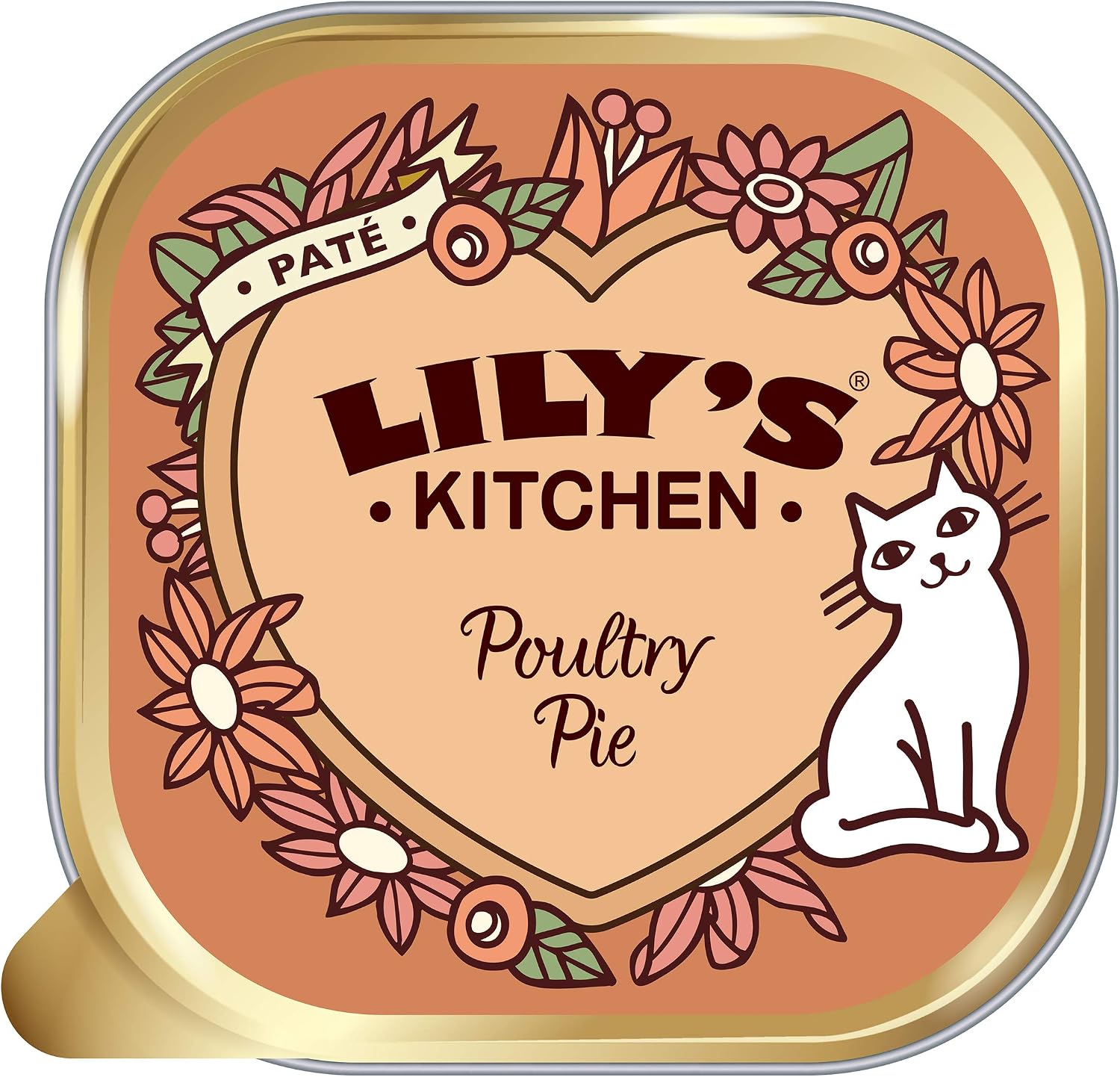 Lily's Kitchen Natural Adult Wet Paté Cat Food Tray Poultry Pie Grain-Free Recipe (19 Trays x 85g), red, 85 g (Pack of 19)