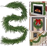 9FT Christmas Norfolk Pine Garland with Eucalyptus Real Touch Faux Greenery Garland Realistic Artificial Christmas Winter Holiday Decor Indoor Outdoor for Xmas Mantle,Stairs,Window,Fireplace
