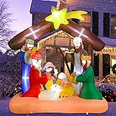 MUMTOP 6.3 FT Christmas Inflatables Nativity Scene, Blow Up Holy Family Outdoor Decorations with LED Lights Built-in for Holiday Party Xmas Yard Garden