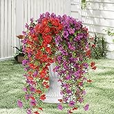 Storizephyr Artificial Hanging Flowers for Outdoors, 6 Pcs Fake Plant for Spring Summer Decoration, UV Resistant Realistic Silk Faux Flowers Outside Indoor Planter Porch Patio Balcony Yard Decor