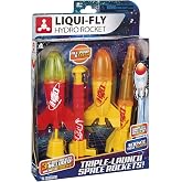 Toysmith Liqui-Fly Hydro Rockets, 3 Water Rocket Launcher Set, Ages 8+ | 3 reusable water rockets, launcher, 2 funnels and instructions; air pressure STEM outdoor activity, no batteries