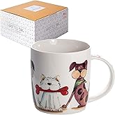 SPOTTED DOG GIFT COMPANY Dog Mug, 12 oz Ceramic Coffee Mug, Cute Spotty Dogs Themed Tea Cup, Microwave & Dishwasher Safe, Dog Lover Gifts for Women & Animal Lovers