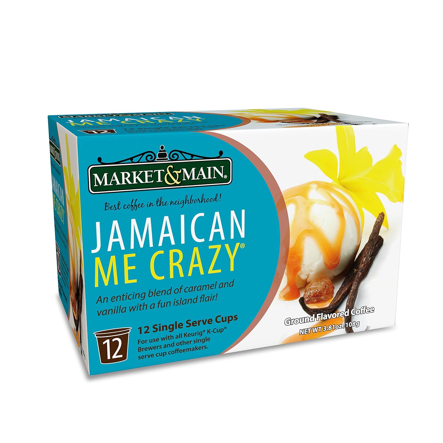 Market & Main OneCup, Jamaican Me Crazy, Compatible with Keurig K-cup Brewers, 12 Count