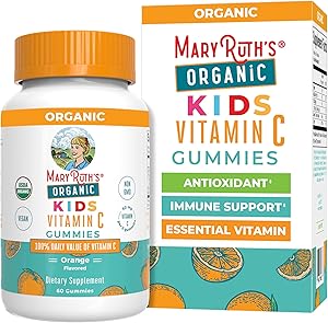 MARYRUTH'S Kids Vitamin C Gummies, 60 Servings, Immune Support Supplement | USDA Organic, Vegan, Non-GMO, Gluten Free