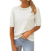Arach&Cloz Women's Wool Blend Elegant Crew Neck Sweaters for Fall 2025