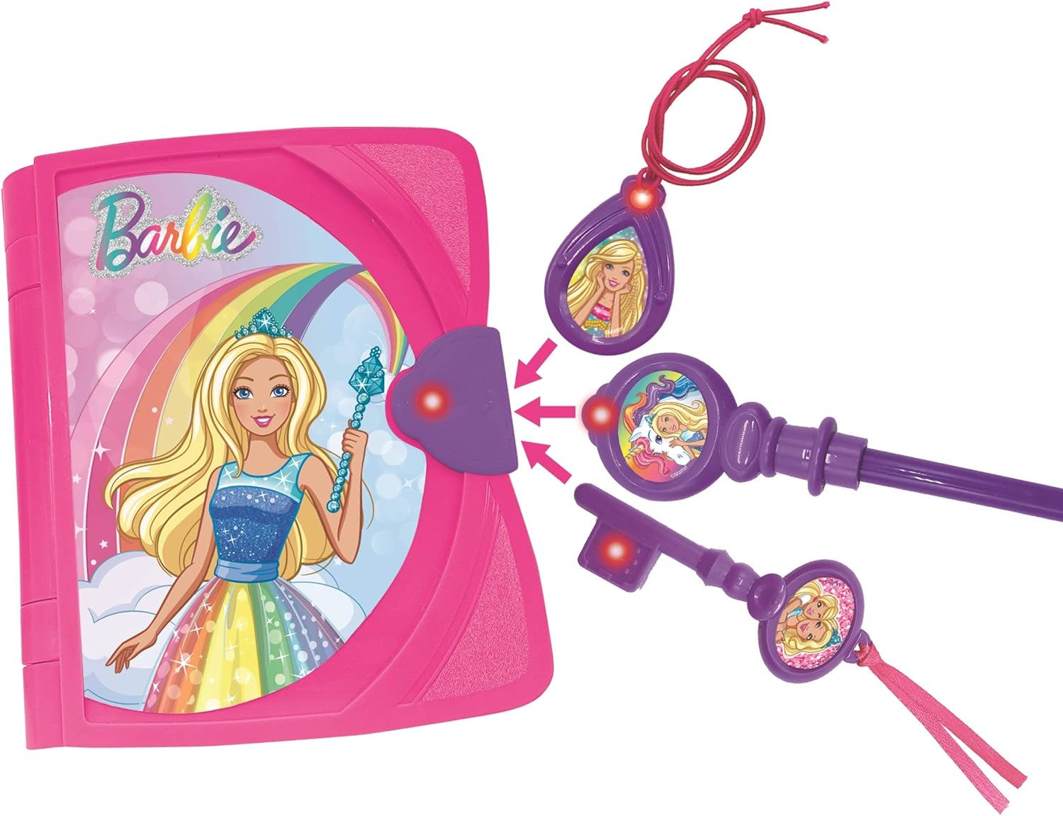 LEXIBOOK SD15BBY Mattel Barbie, Electronic Secret Diary with Light and Sound, Unicorn Plush, Notebook, Magic Key - Image 3