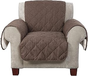 SureFit Flannel/Sherpa Wing Chair, Chocolate