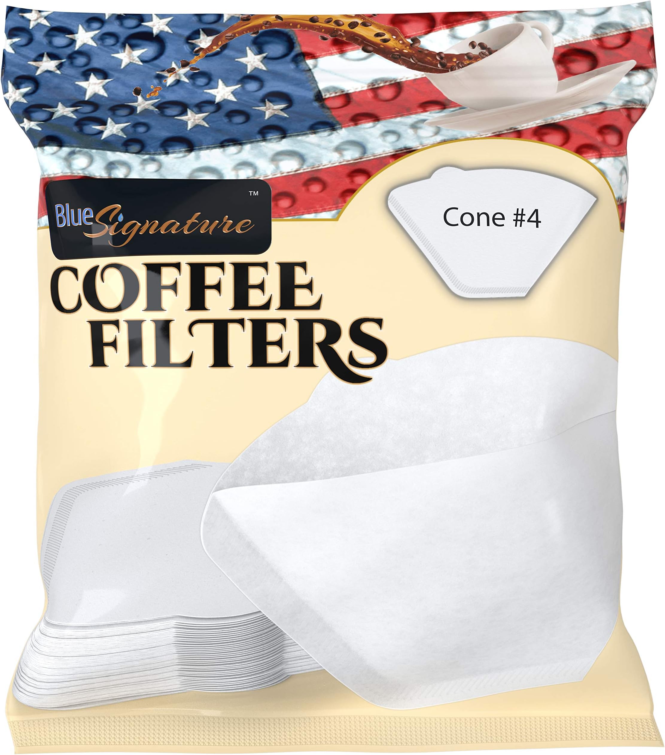 Cone Coffee Filters #4, Premium white 40 coffee filters cone paper, 8 to 12 Cup