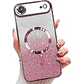 Misscase for iPhone Air Case Compatible with MagSafe,Built-in Camera Lens Protector Full Protection Soft TPU Anti-Scratch Magnetic Glitter Slim Case Cover for iPhone 17 Air 6.5 inch Pink