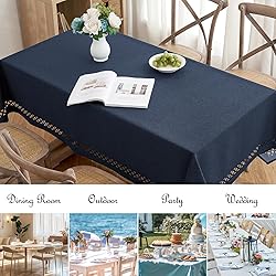 MIULEE Navy Blue Polyester Linen Rectangle