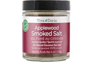 Viva Doria Cherrywood Smoked Sea Salt, Fine Grain, 142 Grams Glass Jar
