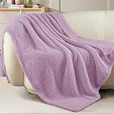 Exclusivo Mezcla Fleece Light Purple Throw Blanket for Couch Sofa, Ultra Soft, Lightweight and Fluffy Blankets for Women, All Season, 50x60 Inches