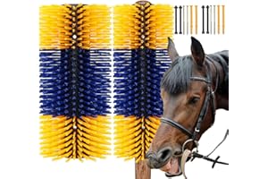 GHWMYD Livestock Scratching Brush,2PCS Horse Grooming Brushes Kit With Screws For Cow Goat Cattle Sheep Pig Full Massage, Relieve Itching on Back, Remove Harmful Parasites Dead Dirt, Yellow Ver2.0