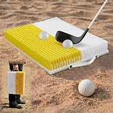 Golf Bunker Practice Mat, 15.8" x 11.8", Golf Simulator Indoor &amp; Outdoor | Dual Sand Trap Trainer with Shallow &amp; Deep Pit Simulation, Portable Sand Chipping Mat with Handle, Fits Beginners &amp; Pros
