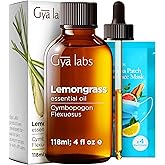 Gya Labs Lemongrass Essential Oil - 4 Fl Oz - for Hair, Skin, Diffuser, Aromatherapy & DIY Candle Making Scent