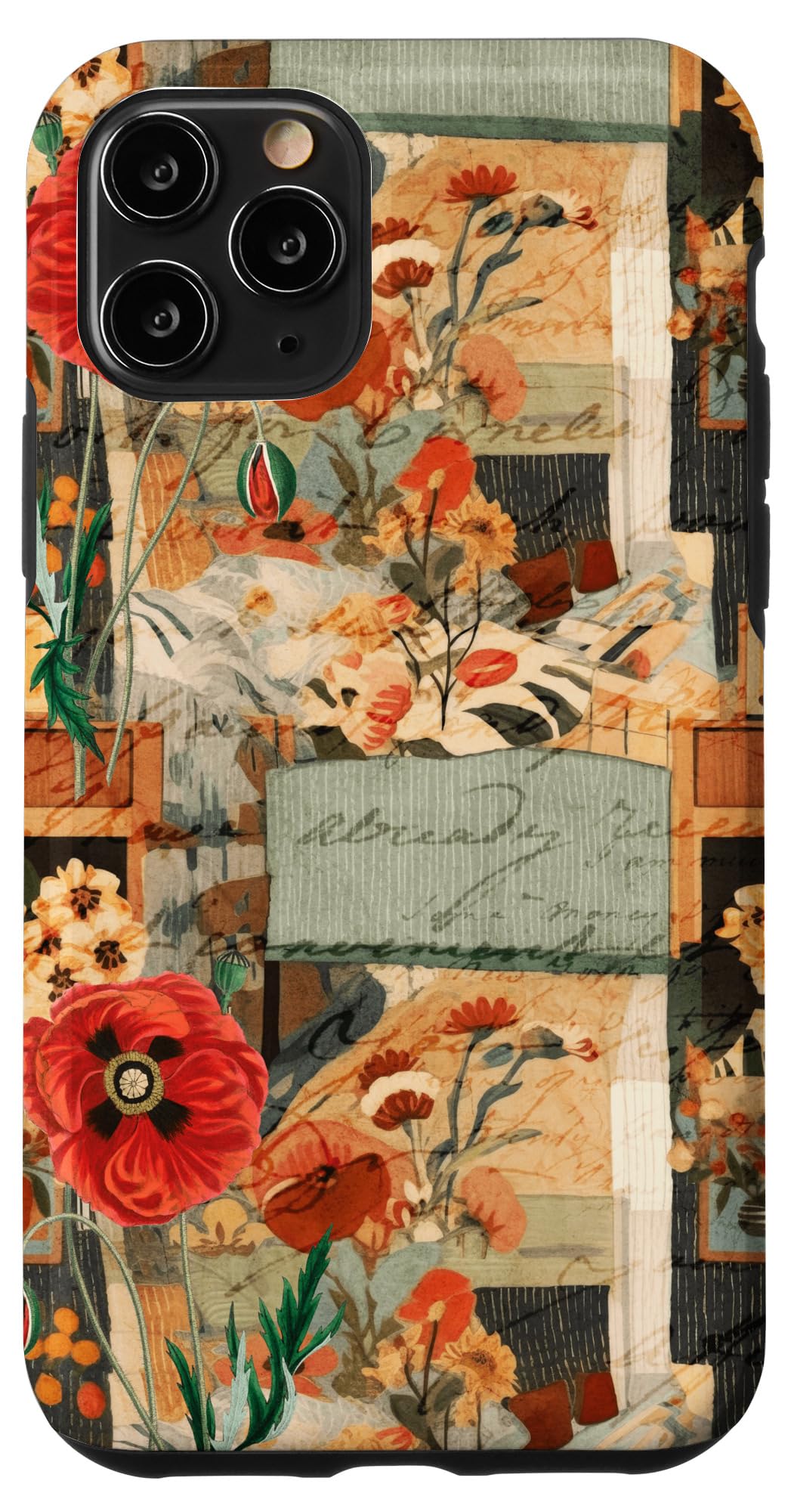 iPhone 11 Pro Aesthetic Collage Poppies Cottagecore Vintage Floral Pattern Case
