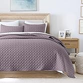 HORIMOTE HOME Quilt Queen Size Grayish Purple, Lightweight Quilts for Summer Ultra-Soft Microfiber Modern Style Quilted Clouds Pattern Bedspread Quit Set 3 Pieces(1 Quilt and 2 Pillow Shams)