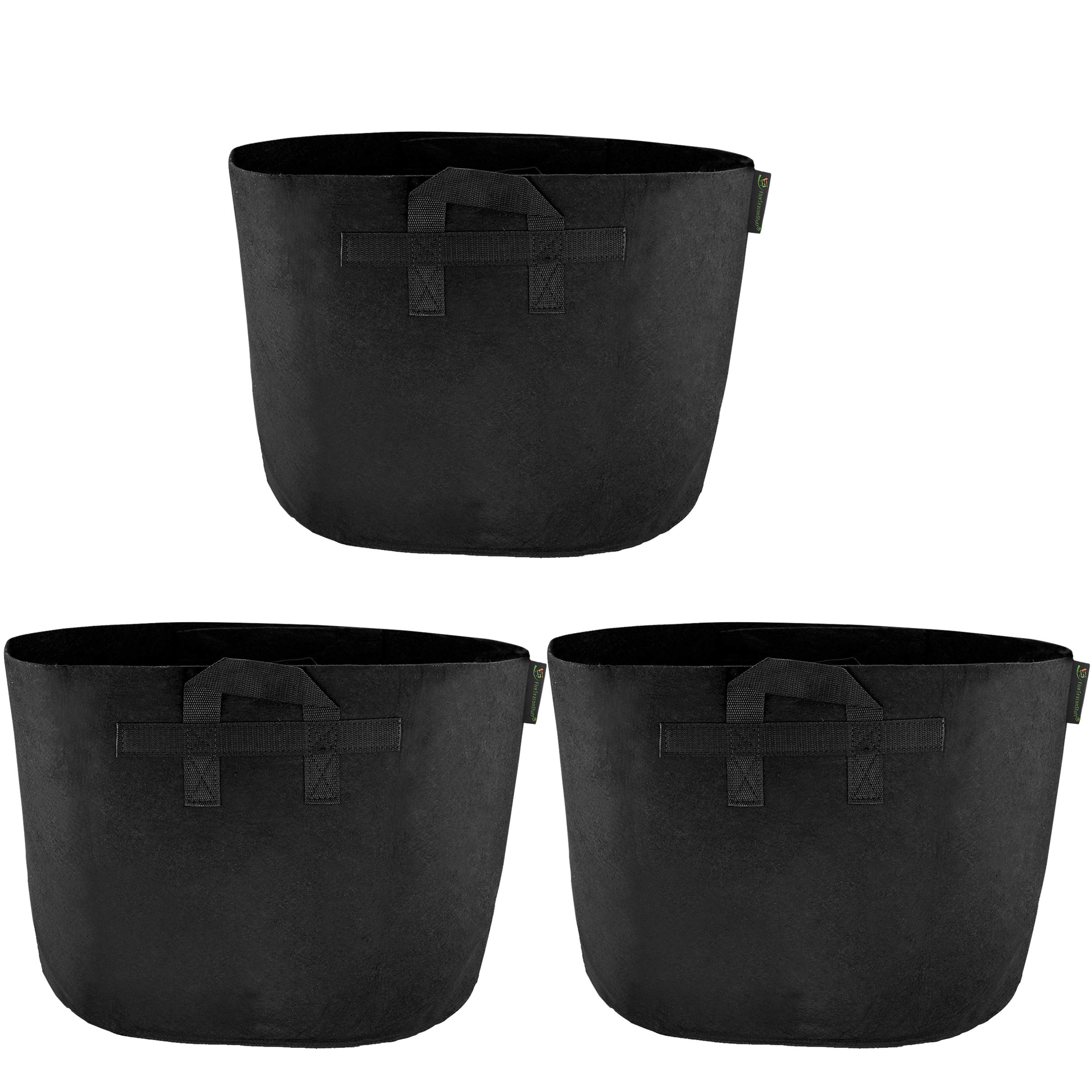 FiveSeasonStuff 15 Gallon Grow Bags Upgraded Heavy Duty Handles, 3 Pack Reusable Breathable Planters