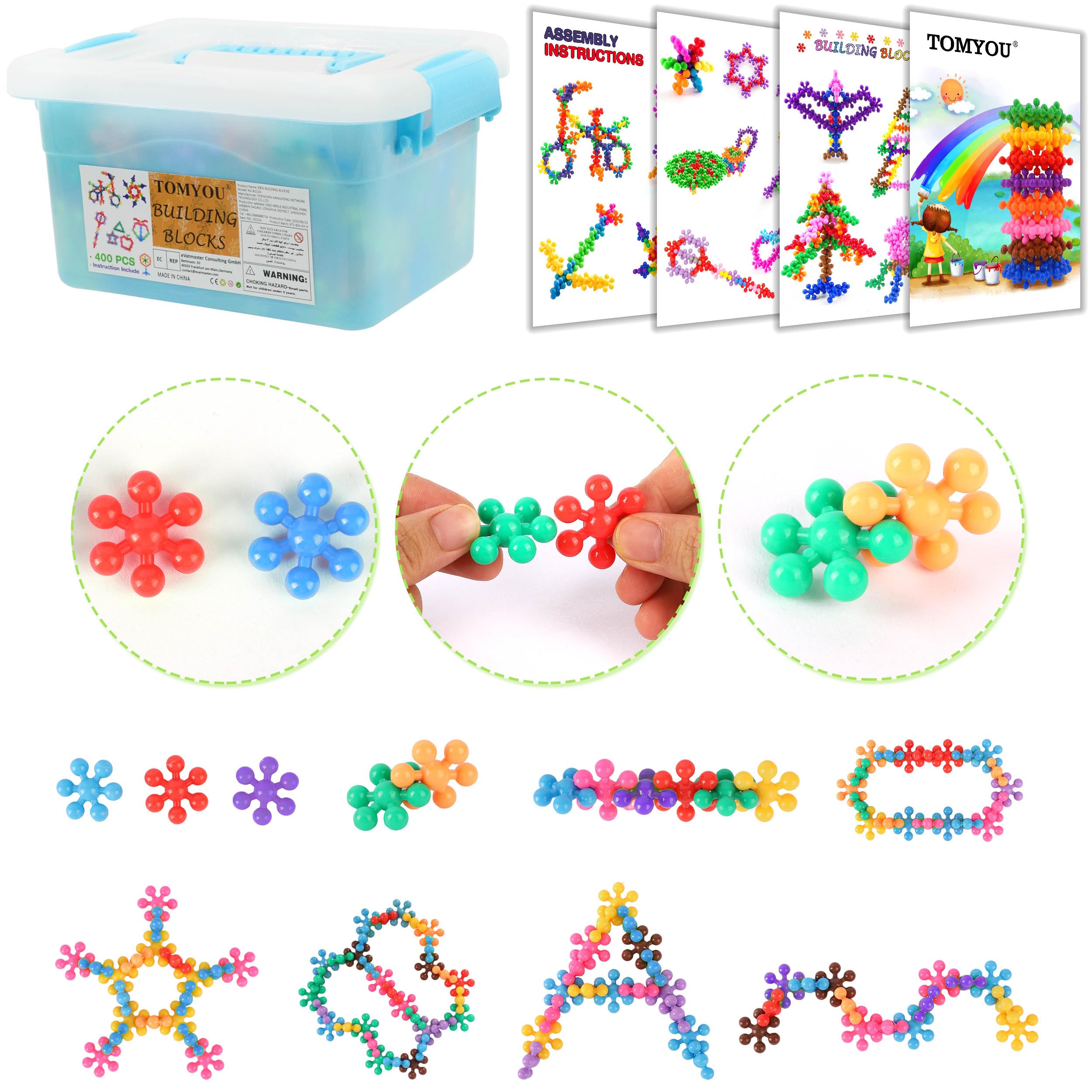 TOMYOU 400 Pieces Building Blocks Kids STEM Toys Educational Building Toys Discs Sets Interlocking Solid Plastic for Preschool Kids Boys and Girls Aged 3+, Safe Material Creativity