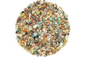 ZHIYUXI Multicolor Agate Crystal Chips Bulk Fish Tank Decorations Aquarium Rocks Gravel Vase Filler Stones Crystals for Candle Making Witch Kit Gravel for Plants Quartz Sand Gemstone 0.44 lbs