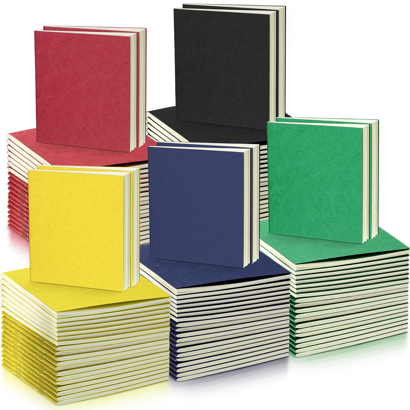 Faccito 50 Set Mini Pocket Kraft Notebooks Bulk Field Notebook Small Notebooks Memo Sketchbooks Writing Notepad for Writing Memos Diary Making Plans Company 4 x 4 Inch (Bright Color, Blank Page) — image 1