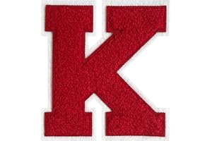 GROZON 4-1/2" Letterman Jacket Patches Red Chenille Letter Patches Iron on Letter Patches Varsity Letter Patches for Clothing (red-K)