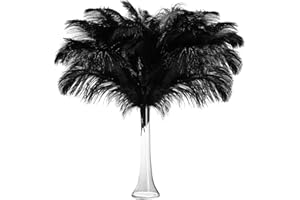 Retrowavy 50 Pcs 14-16 Inches Large Natural Ostrich Feathers Bulk for Centerpieces for Wedding Party Centerpieces Home Decoration Flower Arrangement (Black)