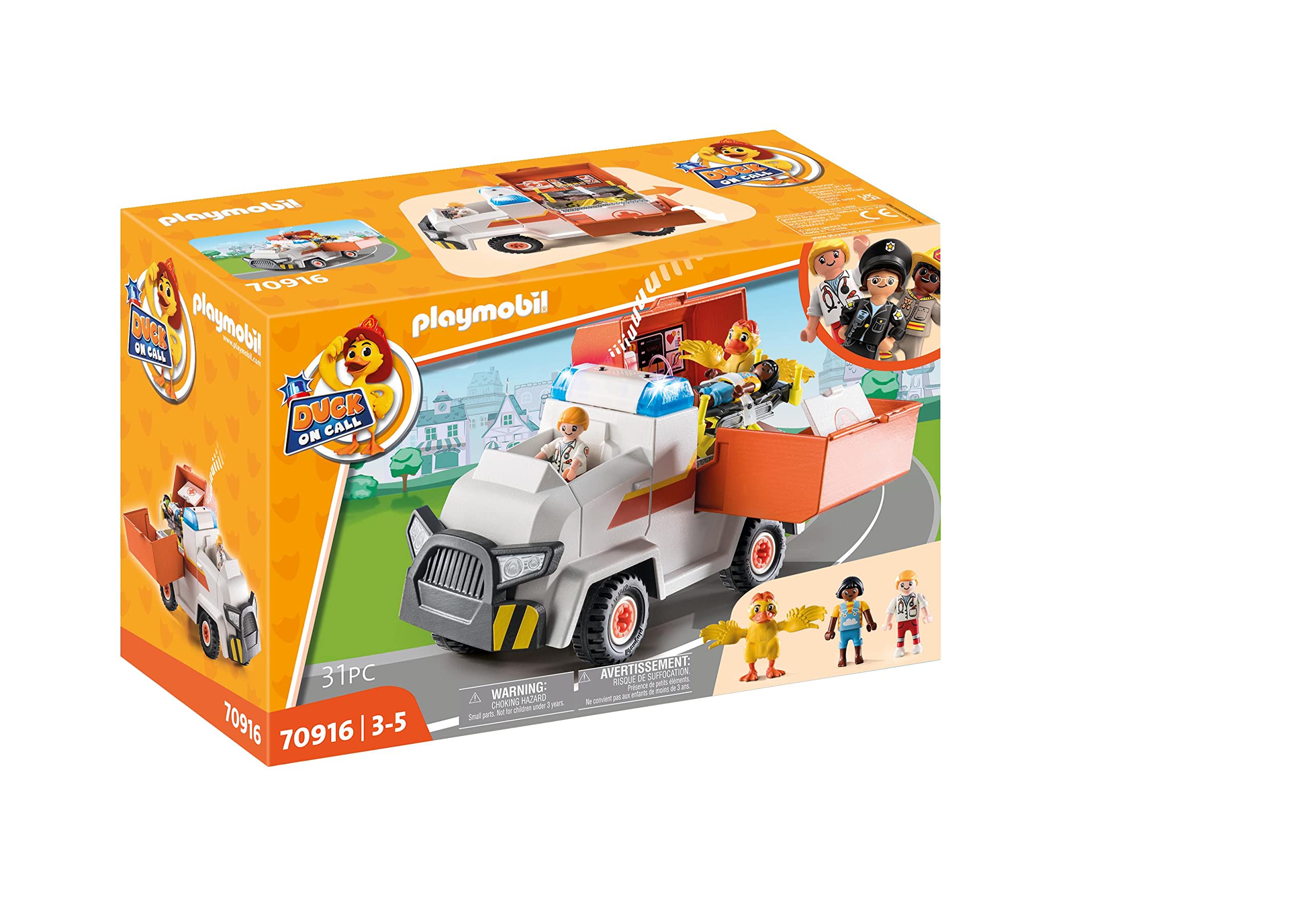 Playmobil DUCK ON CALL 70830 Mobile Operations Centre, With Fire Station and Police Station, Portable Fold-Out Case, Toy for Children Ages 3+