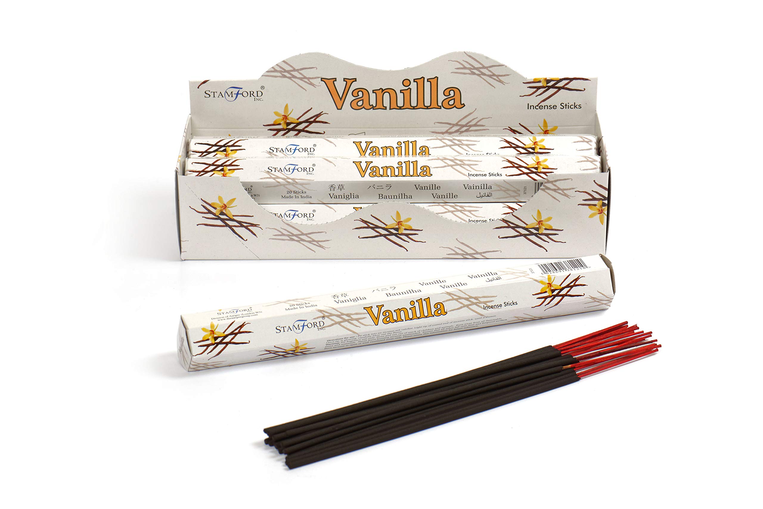 STAMFORD INC. 37121 Vanilla Incense Sticks, 20 Sticks x 6 Packs