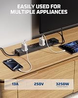 DEWENWILS 6 Way Surge Protected Extension Lead 3M 13A 6 Gang White view 6