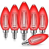 Red LED Light Bulb, DORESshop, C35/B11 E12 Candelabra Light Bulbs, Vintage Filament Led Light Bulb, 4.5W Equal to 40W Incande