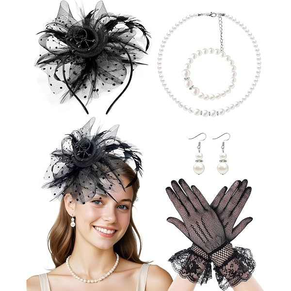 5PCS Fascinators Hat for Women Tea Party Mesh Ribbons  display picture 2