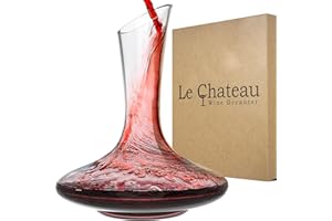 Le Chateau Crystal Wine Decanter with Built-in Aerator – 750ml Giftable Hand Blown Glass Carafe, Enhances Aroma & Flavor with