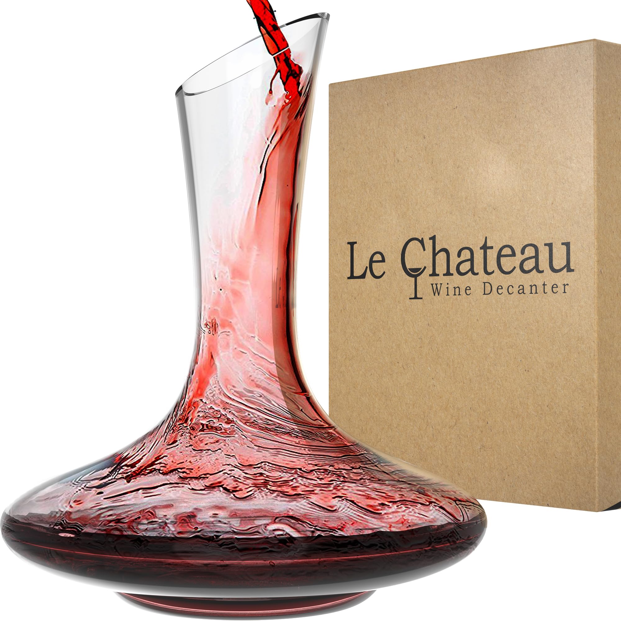 Photo 1 of **MINOR DAMAGE/check clerk comments**
Le Chateau Large Elegant Crystal Wine Decanter with Aerator – 750ml Glass Decanter – Hand-Blown Lead-Free Clear Glass Carafe with Aerator – Hand Held Gifts Red Wine Accessories/for Wine Lovers